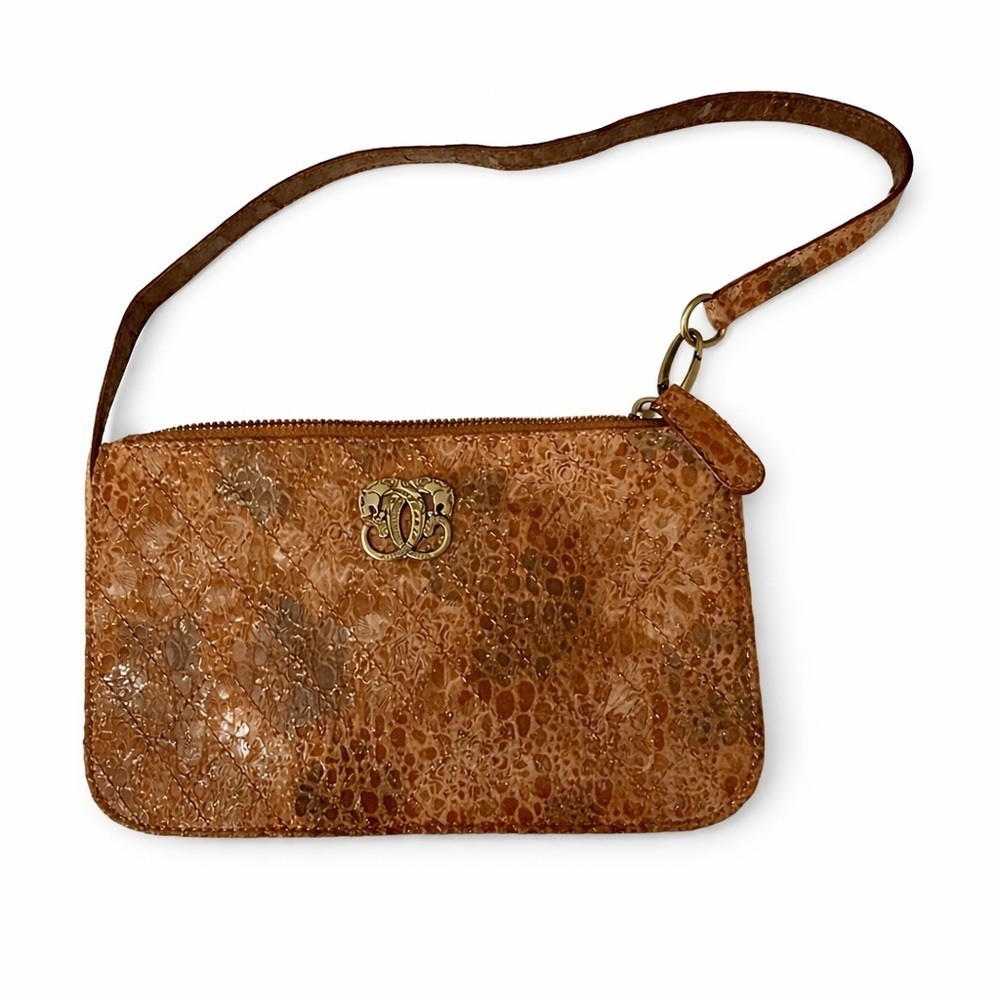 vintage Sharif snakeskin patchwork leather wristlet EUC